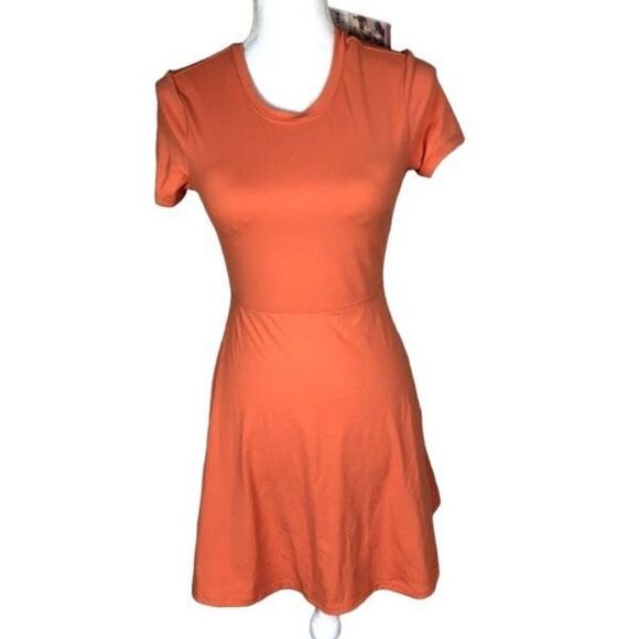 Halara XS Orange  Backless Twisted Cut out Barre Ballet Dance Flare Dress - Picture 4 of 6